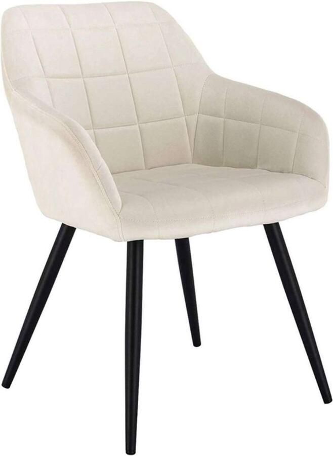 Bolt Edge Eetkamerstoelen Velvet Creme Armleuning Set van 1 Kuipstoel