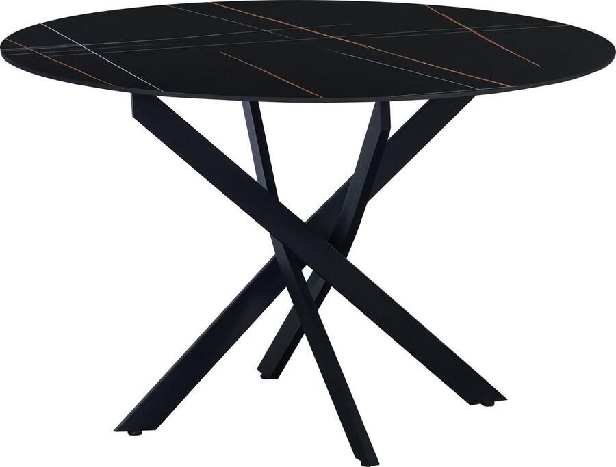 Bolt Edge Eetkamertafel Rond Marmerlook Tuintafel Zwart 110x110cm