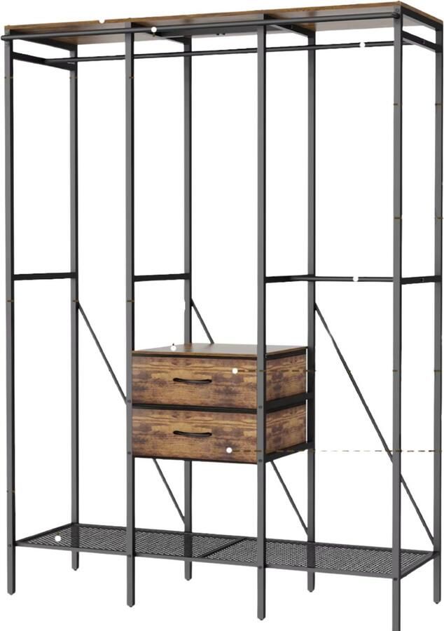 Bolt Edge Elegante kledingkast XXL Met gordijn Kledingrek Goud Met kledingroede voor hal slaapkamer of woonkamer