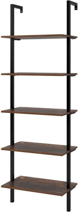 Bolt Edge Industriële Ladder Plank Stand Rekken Boek Plank Wandrek Opslag voor Boekenrek voor Kamer 5-planken 60x35x185cm