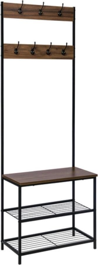 Bolt Edge Kapstok Hout & Metaal Met Schoenenrek 7 Haken 3 Planken