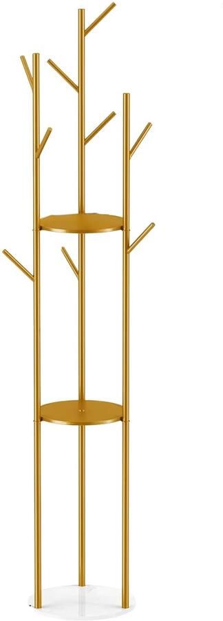 Bolt Edge Kapstok Levino Met gouden metaal Voor Slaapkamer en kantoor Staande kapstok 2 lagen