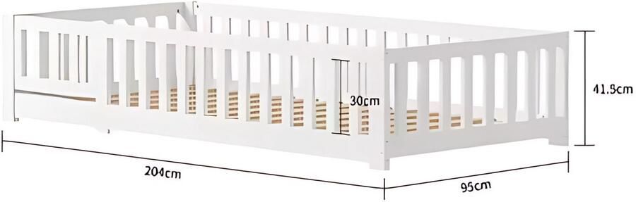 Bolt Edge Kinderbed 90 x 200 cm Voor Kinderen Huisbed jongens en meisjes Peuterbed Met lattenbodem en valbeveiliging Zonder matras