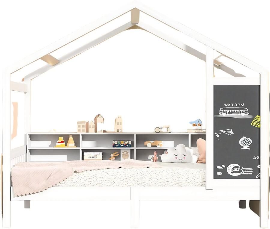 Bolt Edge Kinderbed 90 x 200 cm Voor Kinderen Huisbed Peuterbed Met lattenbodem Zonder matras