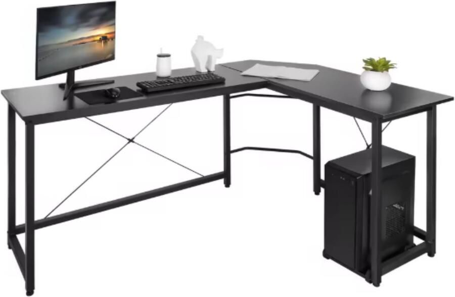 Bolt Edge L-Vorm Bureau Voor Thuis en Kantoor Computer en Gaming Werkstation Tafel Studiebureau 190 cm x 120 cm x 75 cm Zwart