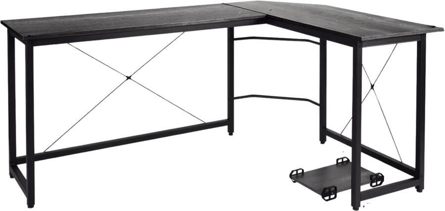 Bolt Edge L-vormig Hoekbureau Voor Thuiswerken Gaming & Kantoor Ruim Computerwerkstation met PC & Laptopruimte 167 cm Donkergrijs