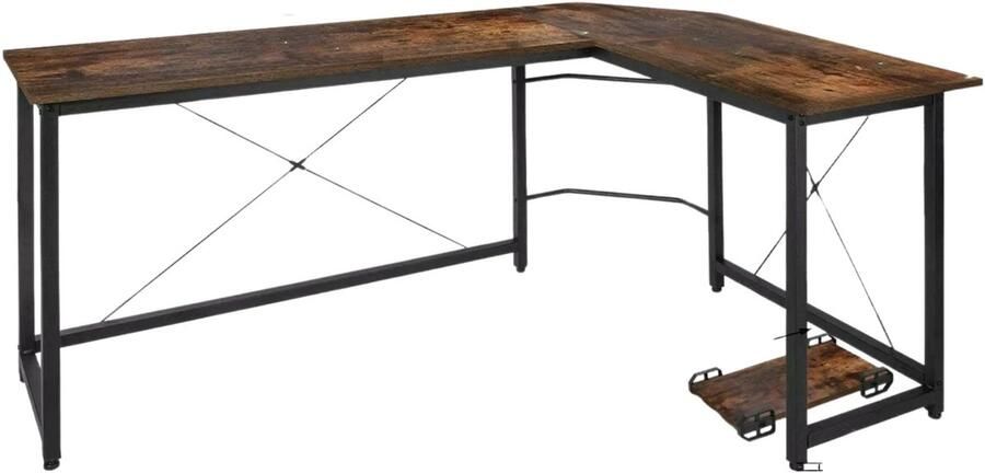 Bolt Edge L-vormig Hoekbureau Voor Thuiswerken Gaming & Kantoor Ruim PC & Laptop Werkstation 167 cm Retro