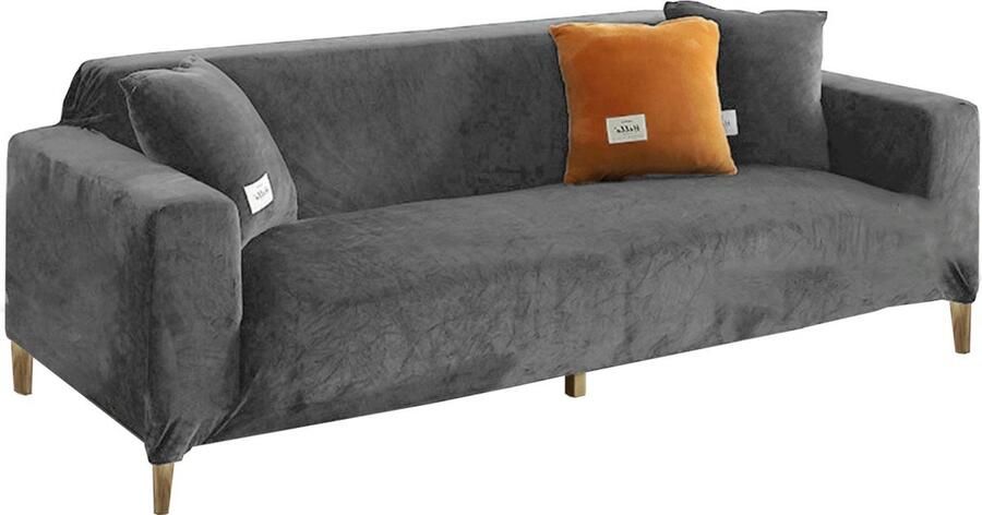 Bolt Edge Luxe Bankhoes Velvet Donkergrijs Voor 2- of 3-zitsbanken Stretch