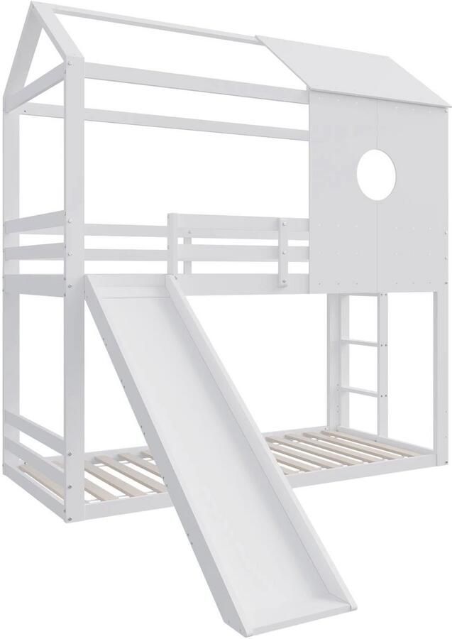 Bolt Edge Luxe stapelbed voor kinderen 90x200 cm Kinderbedden Hoogslaper Met Hoektrap valbeveiliging en raam Peuterbed