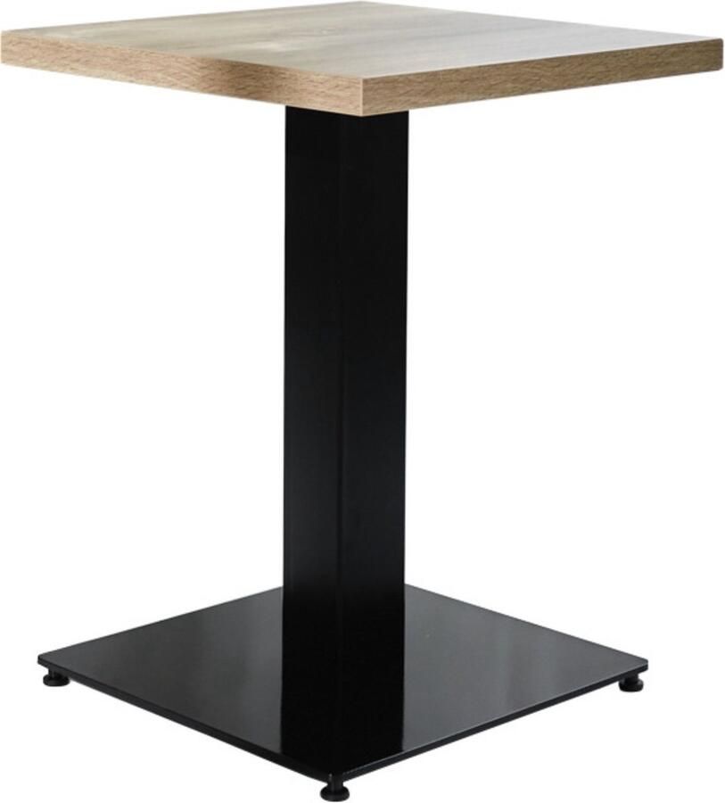 Bolt Edge Luxe Statafel Modern Vierkant Bartafel Metaal Hout Partytafel Zwart 60x60x74 cm