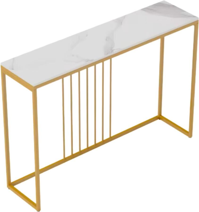 Bolt Edge Marquise Consoletafel Haltafel Wandtafel Emerald look Sidetable 120cm Wit en goud