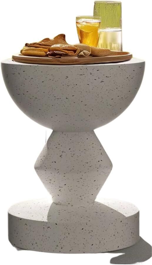 Bolt Edge Moderne Betonnen Bijzettafel Voor Binnen & Buiten Ronde Salontafel & Tuinkruk Uniek Vormgegeven Accenttafel