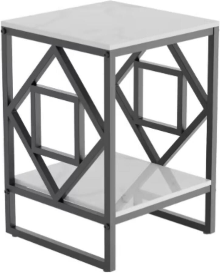 Bolt Edge Moderne bijzettafel Mira Zwart Echter marmer Salontafel Woonkamer Emerald look Side table 40cm Vierkant