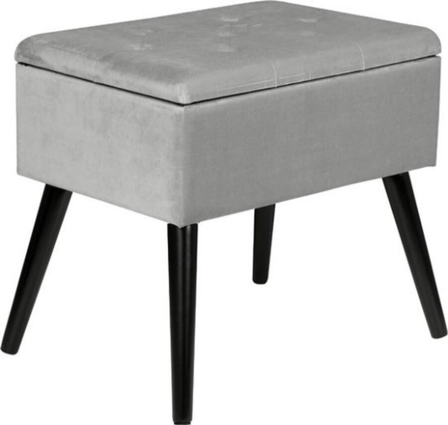 Bolt Edge Poef met Opbergruimte Grijs Zitkist Voetenbank Hocker Praktisch & Luxe