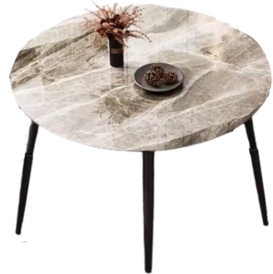 Bolt Edge Ronde Eettafel Marmer Eetkamertafel Voor Eetkamer of restaurant 80 cm 4 personen Grijs