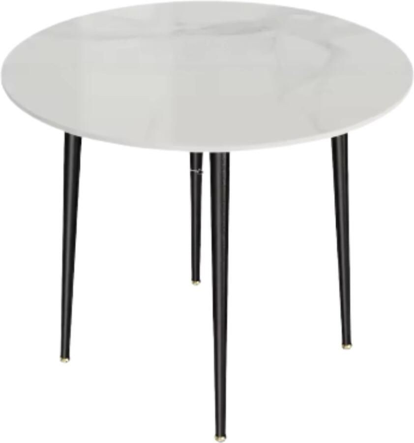 Bolt Edge Ronde Eettafel Marmer Eetkamertafel Voor Eetkamer of restaurant 80 cm 4 personen Grijs