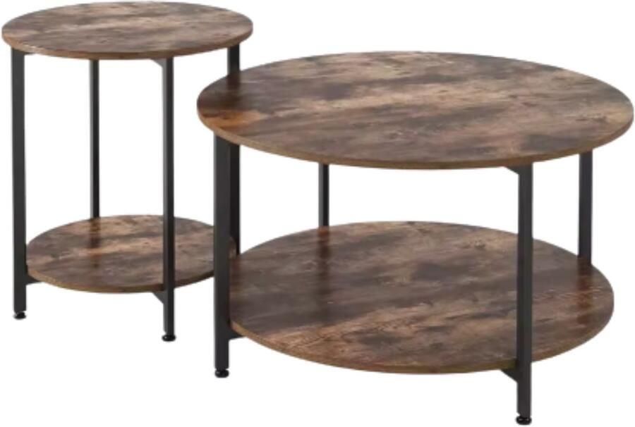 Bolt Edge Salontafels Bijzettafels 2 stuks Voor Woonkamer Slaapkamer & Kantoor Industriële look Multifunctioneel als Nachtkastje of Salontafel