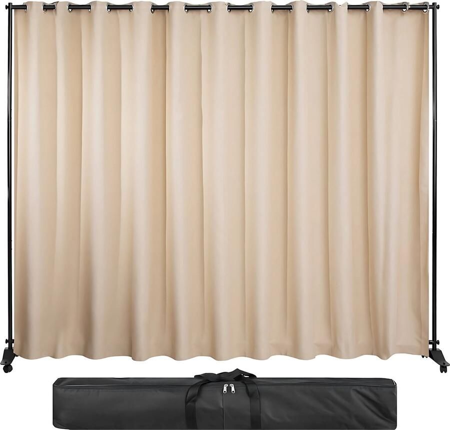 Bolt Edge Scheidingswand op wieltjes Kamerscherm of kantoor Paravan Gordijn Verdeler Stand Vrijstaand 242x305cm Aluminium Frame