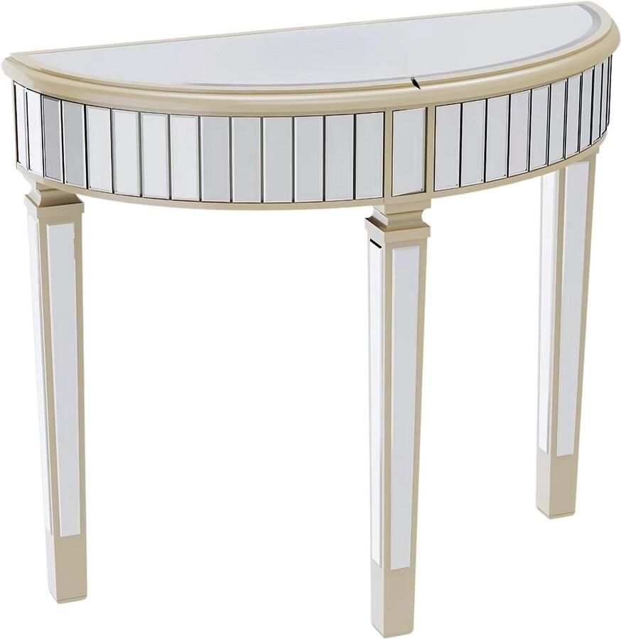 Bolt Edge Sierlijke Gespiegelde Halve Maan Console Tafel Voor Woonkamer of Hal Zilveren Make-up Tafel