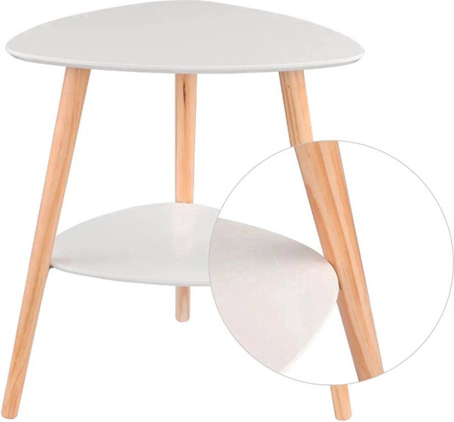 Bolture Bijzettafel Wit Luxe Salontafel Dubbele plank Nachtkastje 2 laags