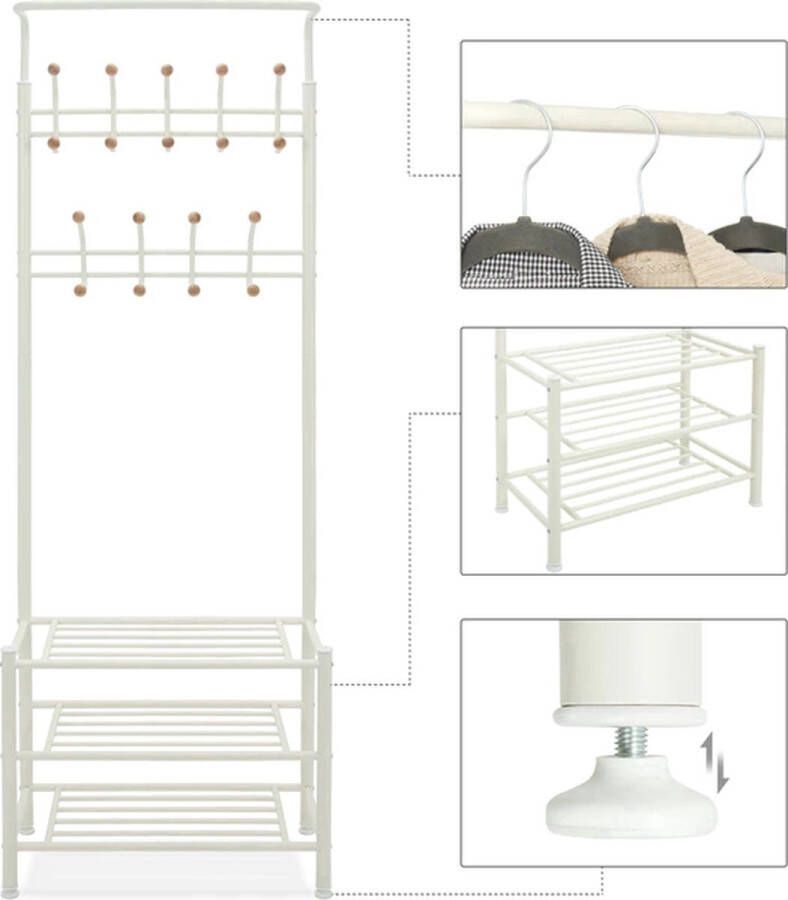 Bolture Industriele Kapstok Schoenenrek Schoenen Bankje Opbergrek Schoenen Schoenenkast Kast voor Schoenen Wit