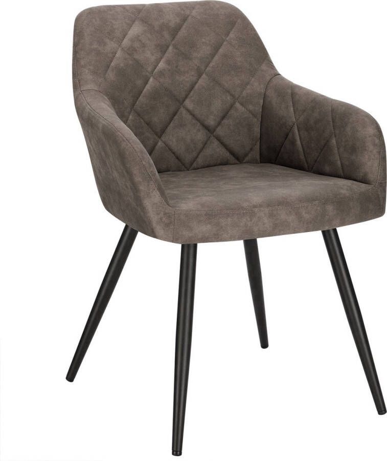 Bolture Luxe Eetkamerstoel met Armleuningen Eetkamerstoelen Stoel Kuipstoel Voor Eettafel Stof & Metaal Grijs