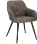 Bolture Luxe Eetkamerstoel met Armleuningen Eetkamerstoelen Stoel Kuipstoel Voor Eettafel Stof & Metaal Grijs - Thumbnail 2