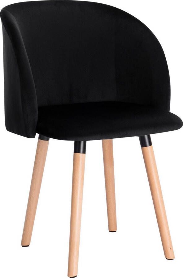 Bolture Velvet Eetkamerstoel Gestoffeerd & Met Armleuning 1 stuk Eetkamerstoelen voor bij de Eettafel Zwart