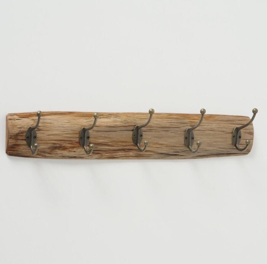 Boltze Kapstok 5 haaks Metaal Bruin 55cm Hout Wand - Foto 2