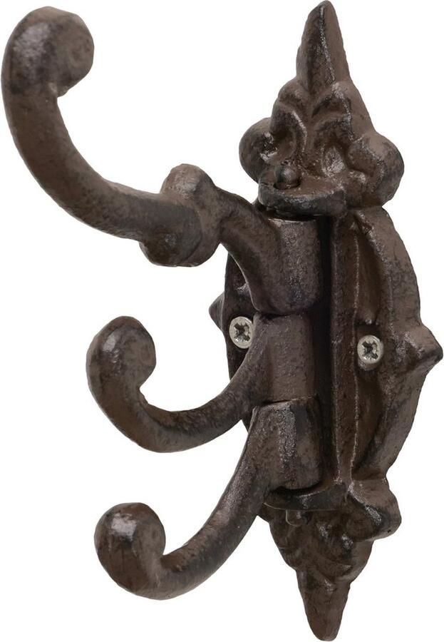 Boltze Kapstok Haak 3 haken draaibaar Wand haak Gietijzer 14x10x10cm rustiek Bruin