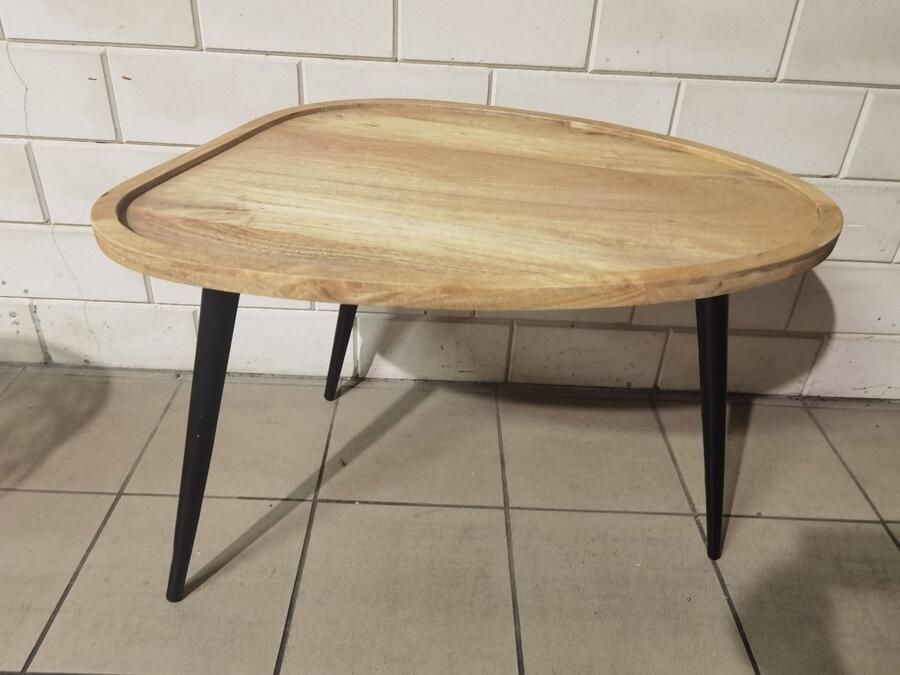 Boltze Salon tafel Ovaal Bijzet tafel Metaal Mango Hoog 55cm 81x60cm opzet rand