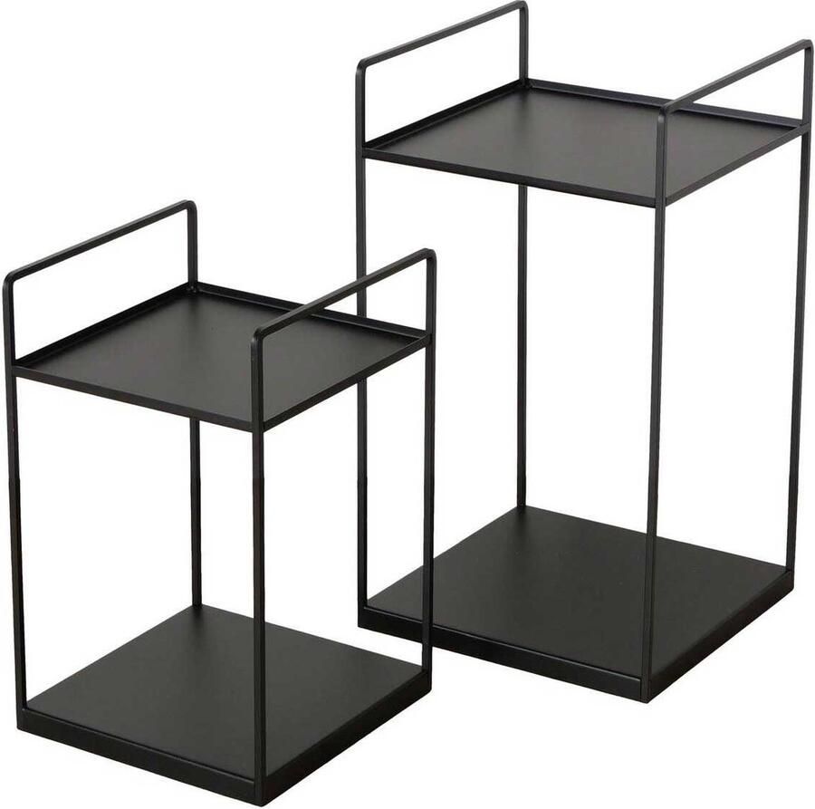 Boltze Home Zwarte loft salontafels COMO set van 2 stuks