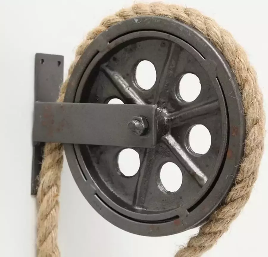 Boltze Kapstok Muurdecoratie 60 cm Metaal industrieel Zwart Rol Touw