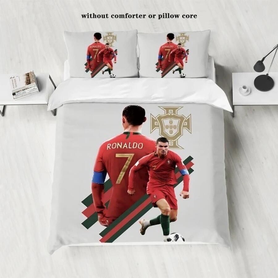 BonBonVibes Cristiano CR7-1 Voetbal beddengoed- Cristiano Portugal Slaapkamer Beddengoed- EK Voetbal Portugal Deken Beddengoed set bed laken Dekbedovertrek