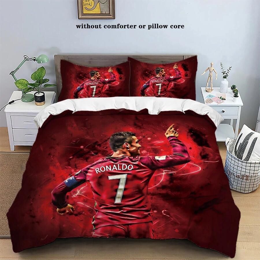 BonBonVibes Cristiano CR7-1 Voetbal beddengoed- Cristiano Portugal Slaapkamer Beddengoed- EK Voetbal Portugal Deken Beddengoed set bed laken Dekbedovertrek