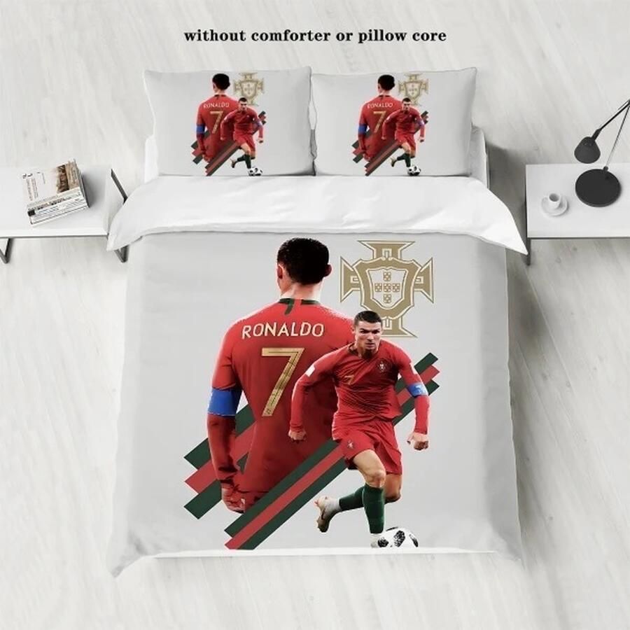BonBonVibes Cristiano Ronaldo CR7 Voetbal beddengoed- Cristiano Ronaldo Portugal Slaapkamer Beddengoed- EK Voetbal Portugal Deken Beddengoed set bed laken Dekbedovertrek
