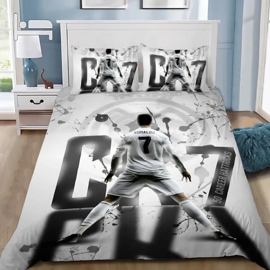 BonBonVibes Cristiano Ronaldo CR7 Voetbal beddengoed- Cristiano Ronaldo Portugal Slaapkamer Beddengoed- EK Voetbal Portugal Deken Beddengoed set bed laken Dekbedovertrek