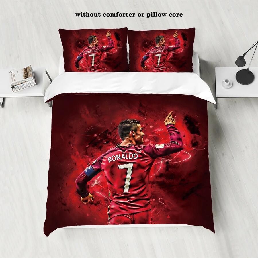 BonBonVibes Cristiano Ronaldo CR7 Voetbal beddengoed- Cristiano Ronaldo Portugal Slaapkamer Beddengoed- EK Voetbal Portugal Deken Beddengoed set bed laken Dekbedovertrek