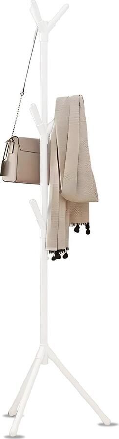Boncy Kapstok Staand Wit metaal met 9 Haken 170 cm Staande Kapstok Kapstokken Industrieel Garderoberek