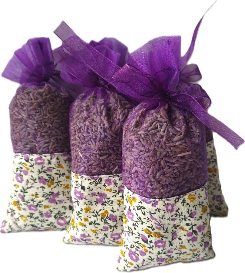 Bonheur de Provence Bonheur de Provence© Geurzakjes linnen organza bloemen zakjes 5 zakjes a 20 gram biologische lavendel in luxe verpakking geurzakjes kledingkast - Foto 2