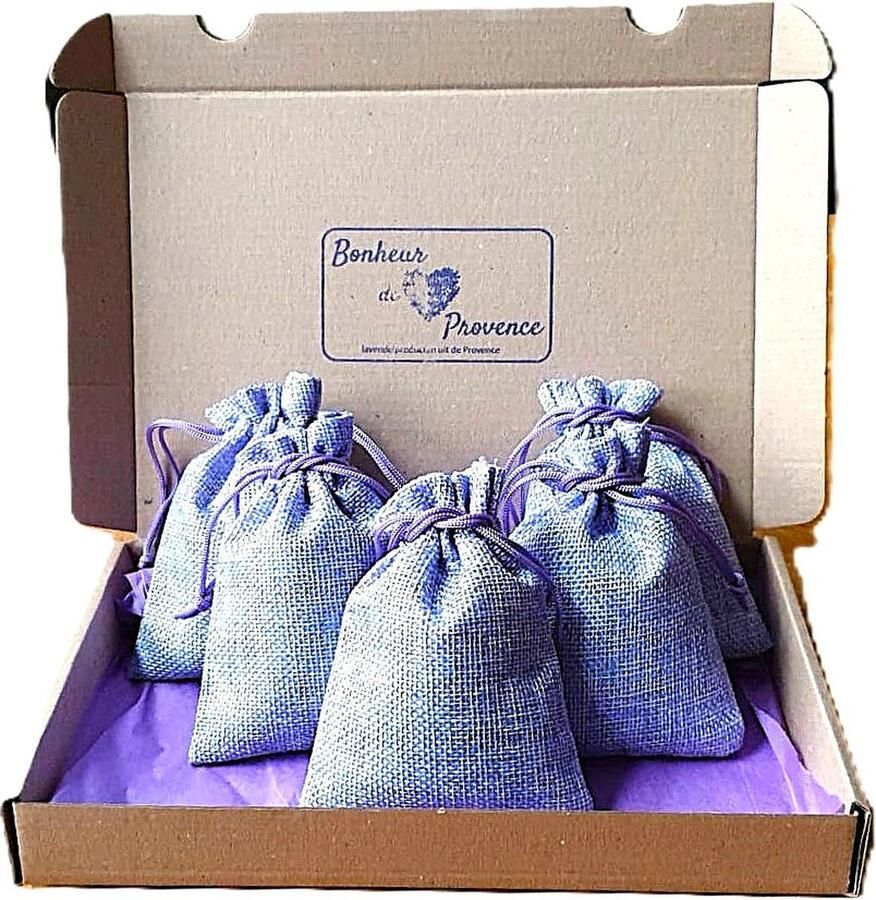 Bonheur de Provence Bonheur de Provence© Geurzakjes met Biologische lavendel uit de Provence 5 linnen zakjes a 18 gram lavendel lila geurzakjes kledingkast