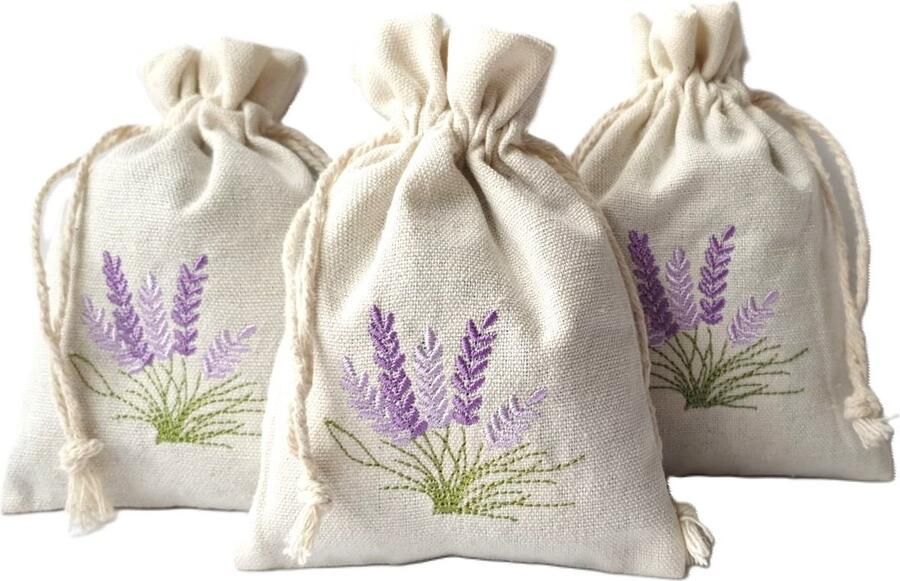 Bonheur de Provence Bonheur de Provence© lavendel geurzakjes met biologische lavendel 3 geborduurde zakjes in kadoverpakking 25 gram per zakje geurzakjes kledingkast