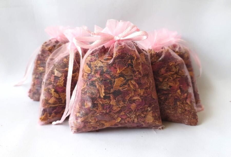 Bonheur de Provence Geurzakjes rozenblad 5 roze geurzakjes gevuld met gedroogde rozenblaadjes geurzakjes kledingkast
