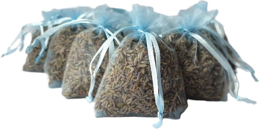 Bonheur de Provence Lavendel geurzakjes Biologische lavendel uit de Provence 10 zakjes à 6 gram lichtblauw aqua geurzakjes kledingkast
