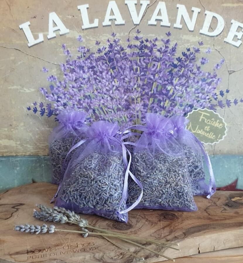 Bonheur de Provence Lavendel geurzakjes gevuld met biologische lavendel uit de Provence 6 lila zakjes a 15 gram lavendelkleur cadeau bedankje geurzakje kledingkast