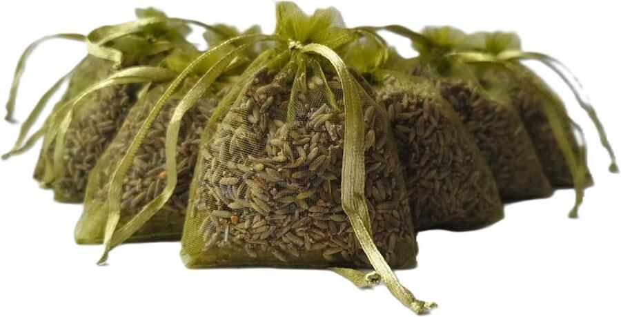Bonheur de Provence Lavendel geurzakjes in kado verpakking Biologische lavendel uit de Provence 10 zakjes à 6 gram olijfgroen cadeau bedankje geurzakjes kledingkast