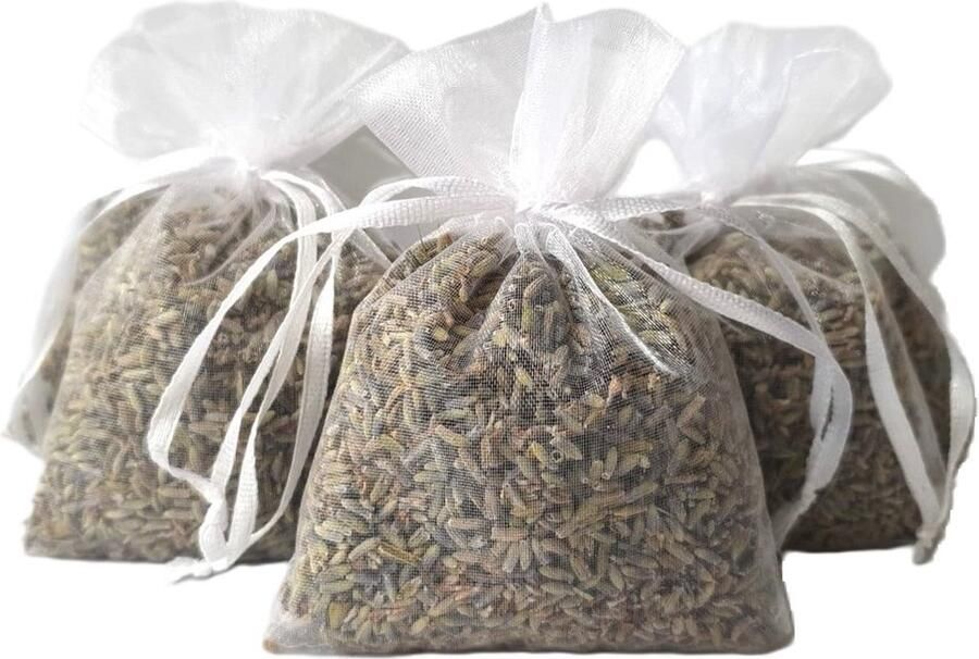 Bonheur de Provence lavendel geurzakjes met biologische lavendel uit de provence- 5 witte zakjes à 12 gram geurzakjes kledingkast
