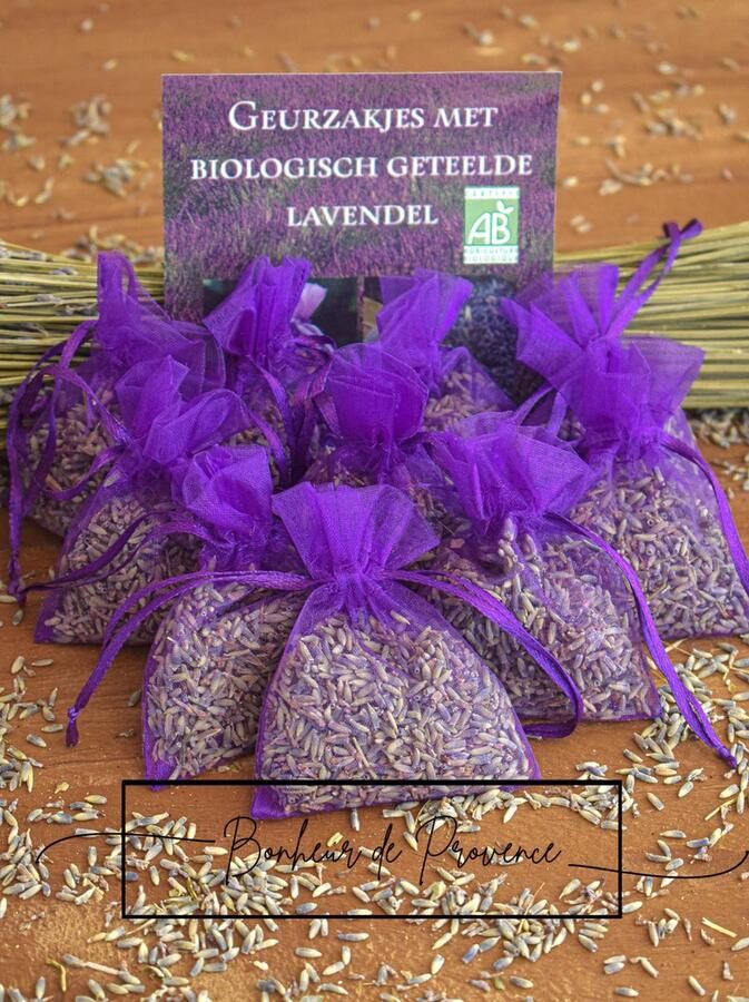 Bonheur de Provence Bonheur de Provence© Lavendel geurzakjes met biologische lavendel 10 zakjes à 6 gram paars in cadeau verpakking- leuk kerst kado -bedankje geurzakjes kledingkast - Foto 2