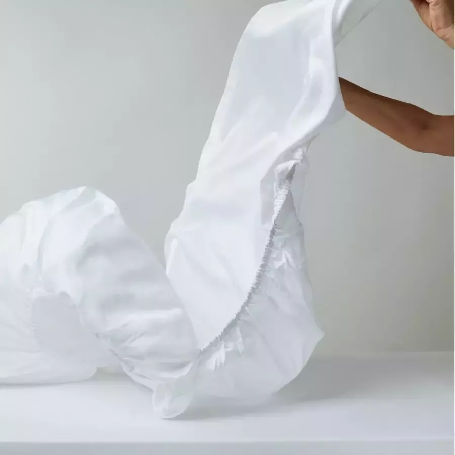 Boomba Bamboo 100% Bamboe hoeslaken voor topdekmatras 140x200 wit 100% biologisch bamboe Tweepersoons