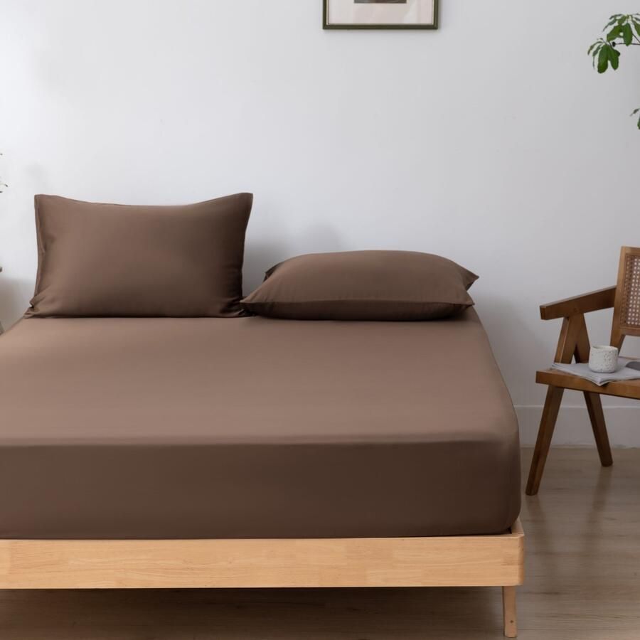 Boomba Bamboo Hoeslaken (Topdekmatras) Coffee Brown PremiumPremium 100% Biologisch Bamboe – Zijdezacht Ademend & Duurzaam